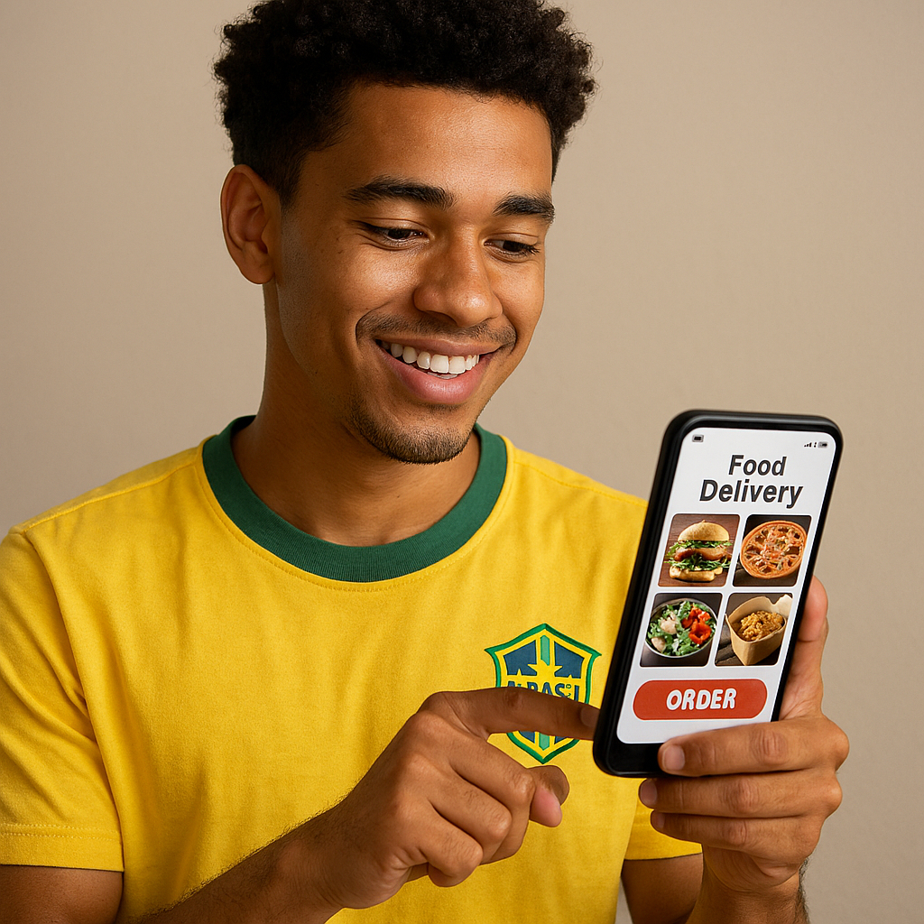 Cliente escolhendo refeição pelo aplicativo MyLunch